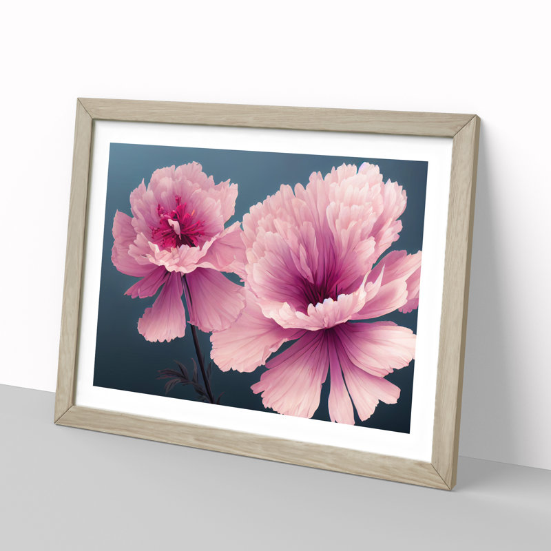 Tranquil Carnation Flowers - Single Picture Frame Print, 34cm H x 46cm W x 2cm D, Oak Framed