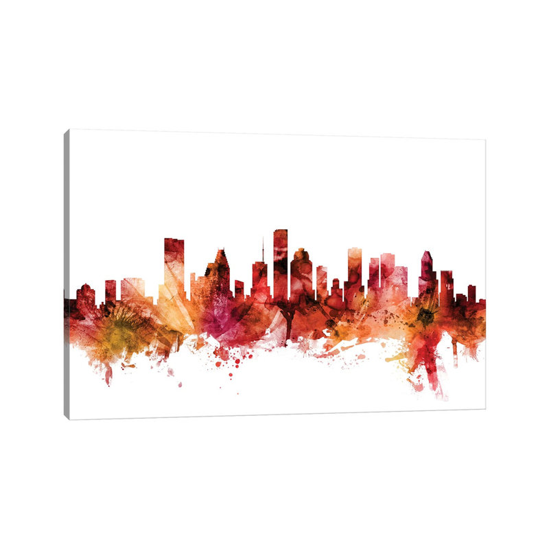 Houston, Texas Skyline by Michael Tompsett - 1 Piece Wrapped Canvas Painting, 30.48 cm H x 45.72 cm W