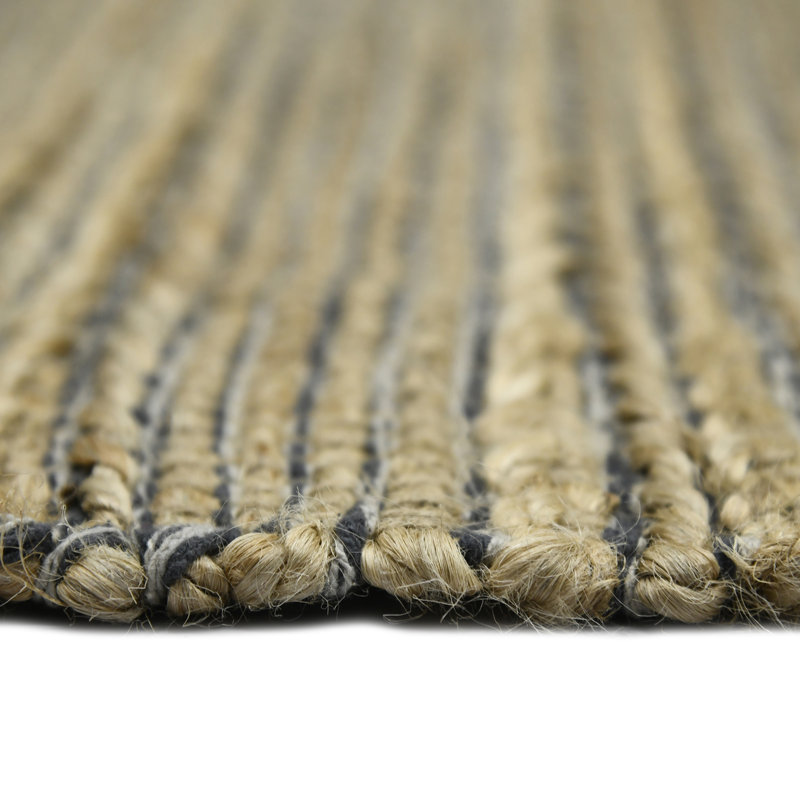 Tapis gris foncé / brun clair en coton tissé à plat à la main Arine, Rectangle 2 pi x 3 pi