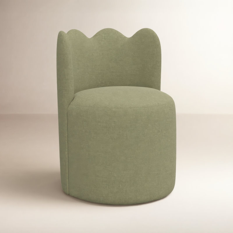Wavy Back Dining Chair, Zuma Laurel Textured Linen