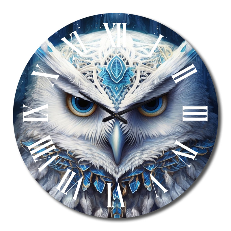 Portrait d'une horloge murale Mythical White Owl III, Grand