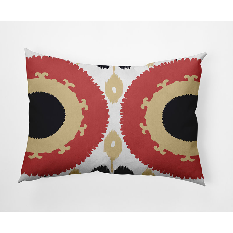 Geometric Outdoor Reversible Throw Pillow, Coral