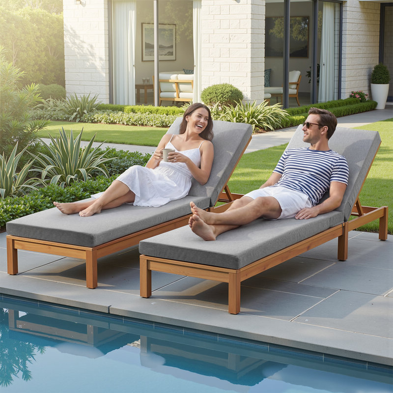 Tannyfarm Outdoor 3.5'' Chaise Lounge Seat / Back Cushion (Set Of 2), 2, Gray