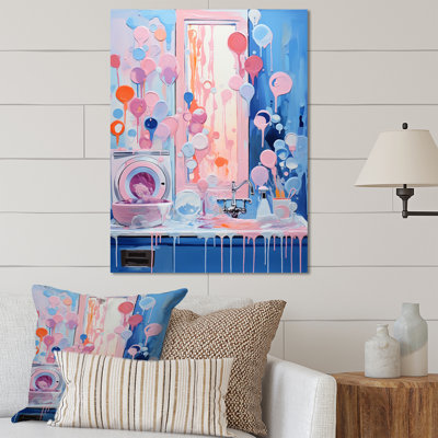 «Pink Laundry Soap Bubble 1», art mural en métal