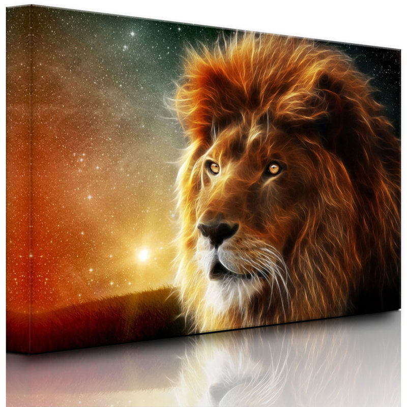 Lion Abstract by No - Wrapped Canvas Print, With lighting, 60cm H x 80cm W x 4.5cm D