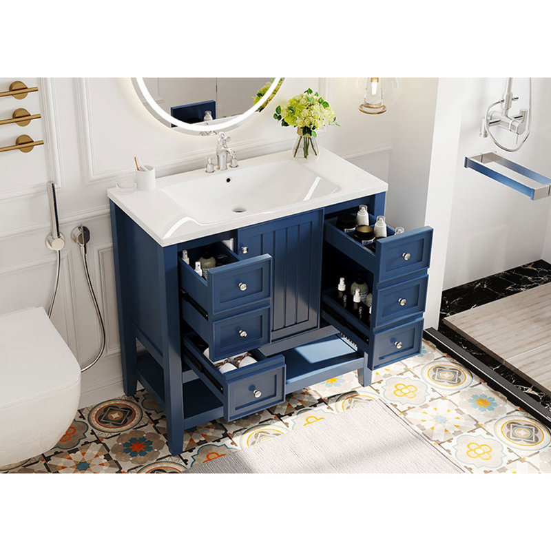 Keyri 36'' Single Bathroom Vanity with Ceramic Top