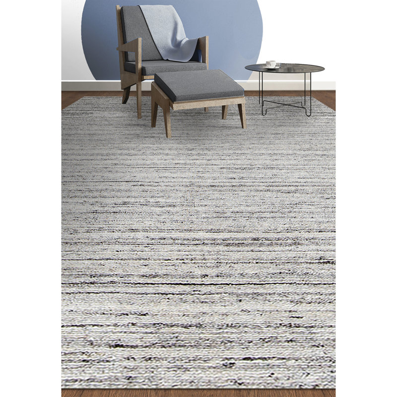 Wool Abstract Area Rug in Gray