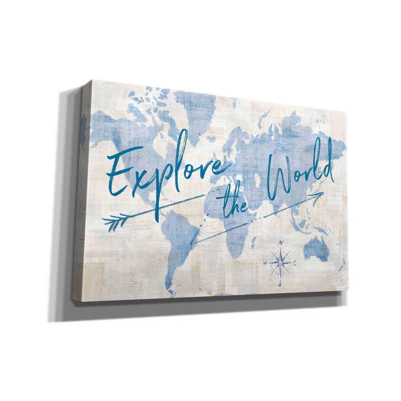 «World Map Collage Explore» par Sue Schlabach, estampe numérique sur toile, L 18 po x H 12 po