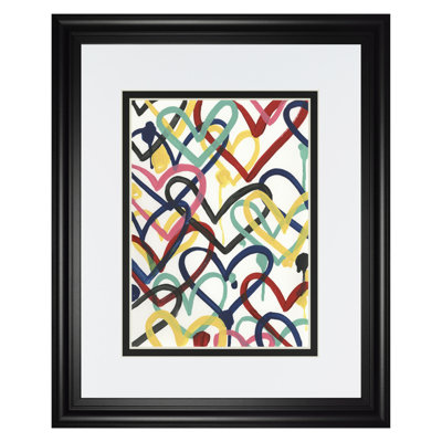 Art mural Heart Scribbles II - 34 po x 40 po - Cadre noir
