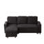 Lit en velours côtelé réversible de 78,7 po à usages multiples avec canapé-lit, mousse confortable, 3 places, noir, structure en bois en forme de L pour coussins en mousse souple polyvalents-325883567