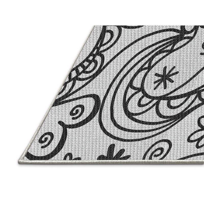 Tapis noir/blanc à motifs, Rectangle 2 pi x 3 pi