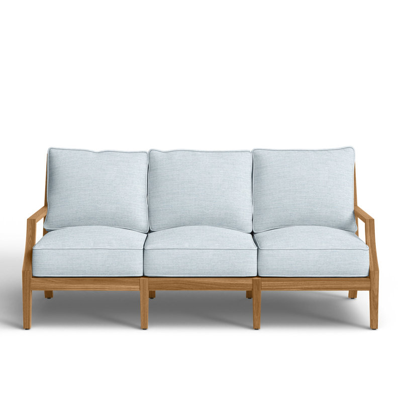 Haley Teak Sofa - Natural Teak, Natural Teak, Welt + Standard fill, Paper Sky