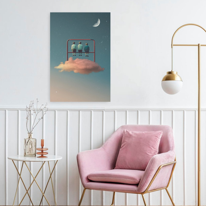 Art contemporain contemporain, paysage surréel de rêve, H 24 po x l 16 po