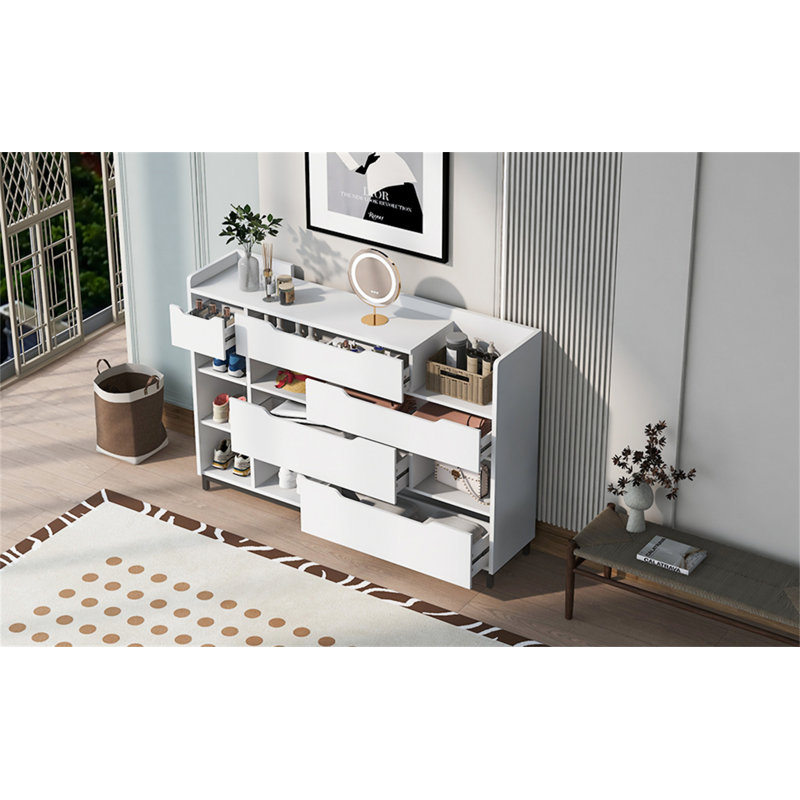 Armoire de rangement pour chaussures U-Can avec tiroirs et tablettes, Blanc