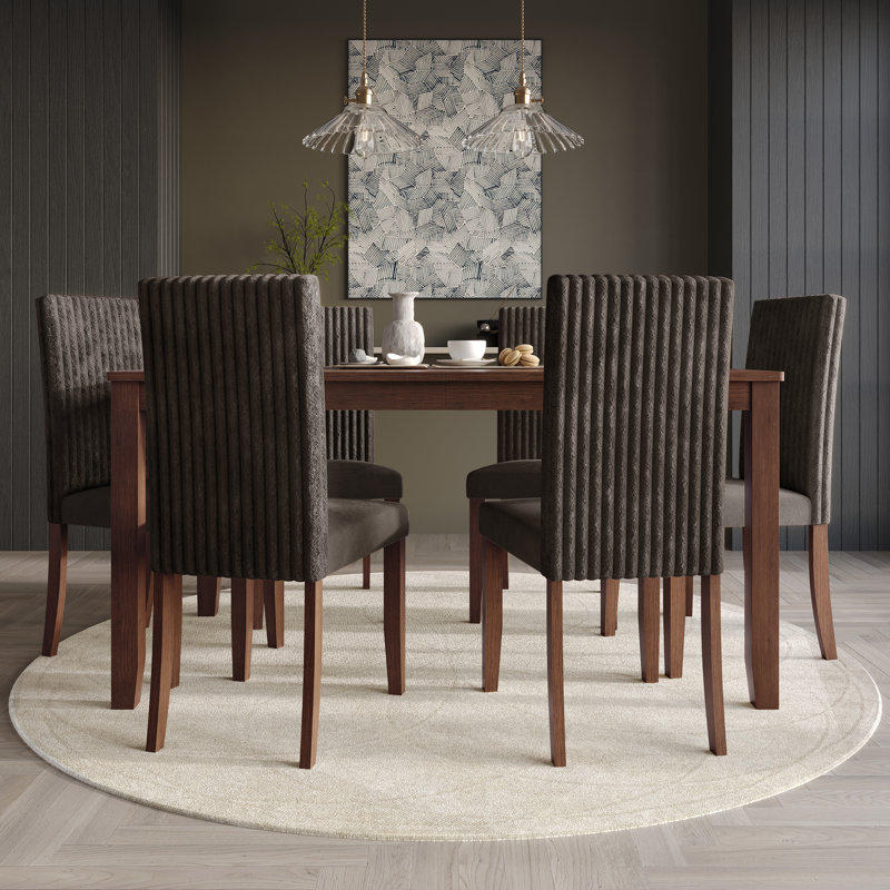 Ensemble repas, 7 pièces : table, 6 chaises, Brun