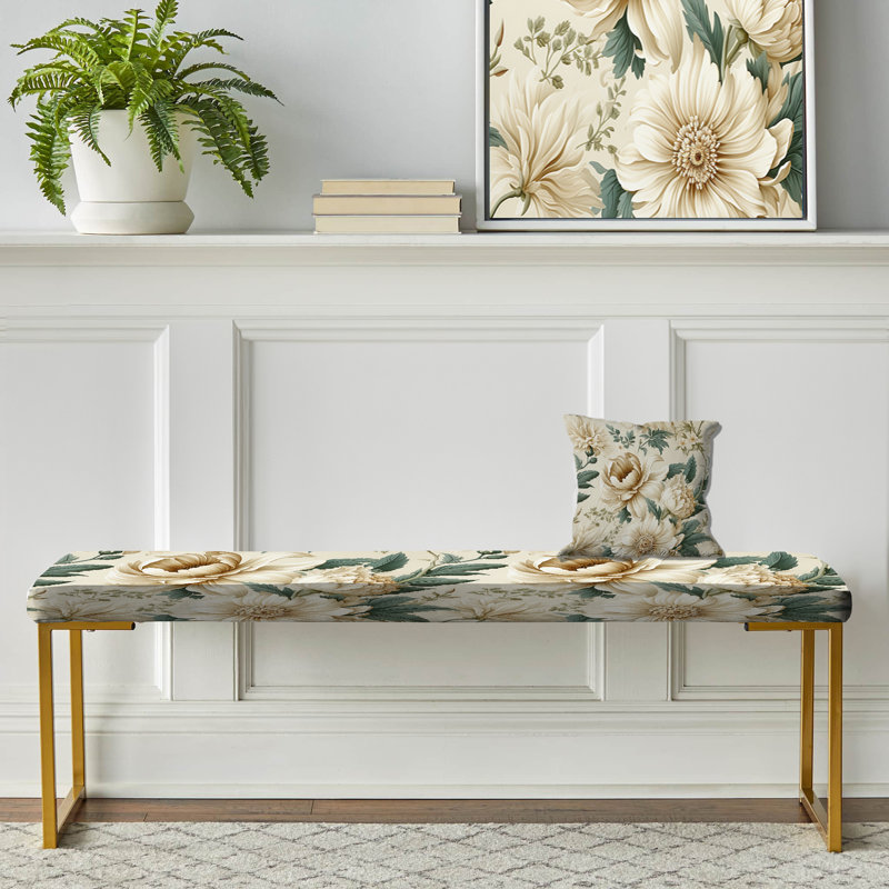 Banc antique rembourré floral antique beige antique