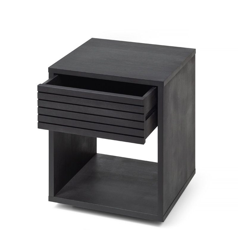 Table de chevet en bois de hêtre rustique avec tiroir Meldreth | Décor scandinave noir