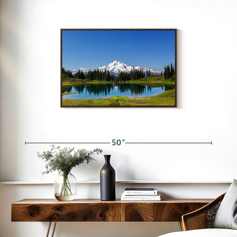 Mont Rainier, petite lagune, Cadre flottant en noyer, 31 po x 21 po