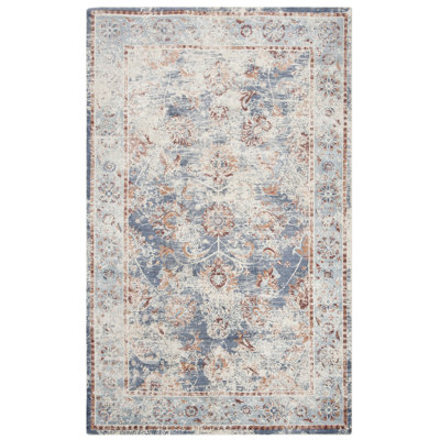 Tapis gris / bleu en viscose / coton tissé à la main Brianne