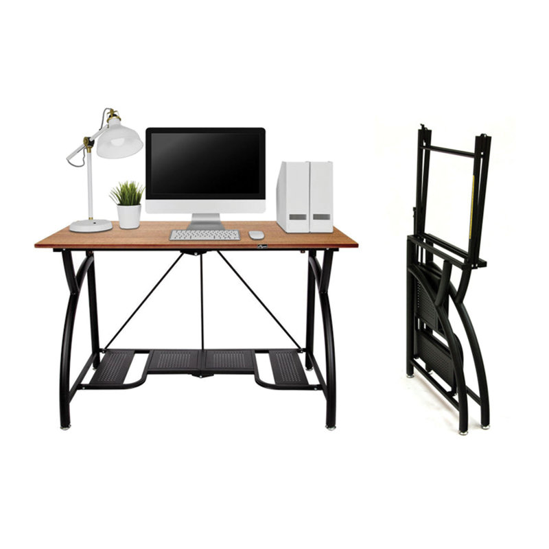 Large Folding Desk Workstation, Brown