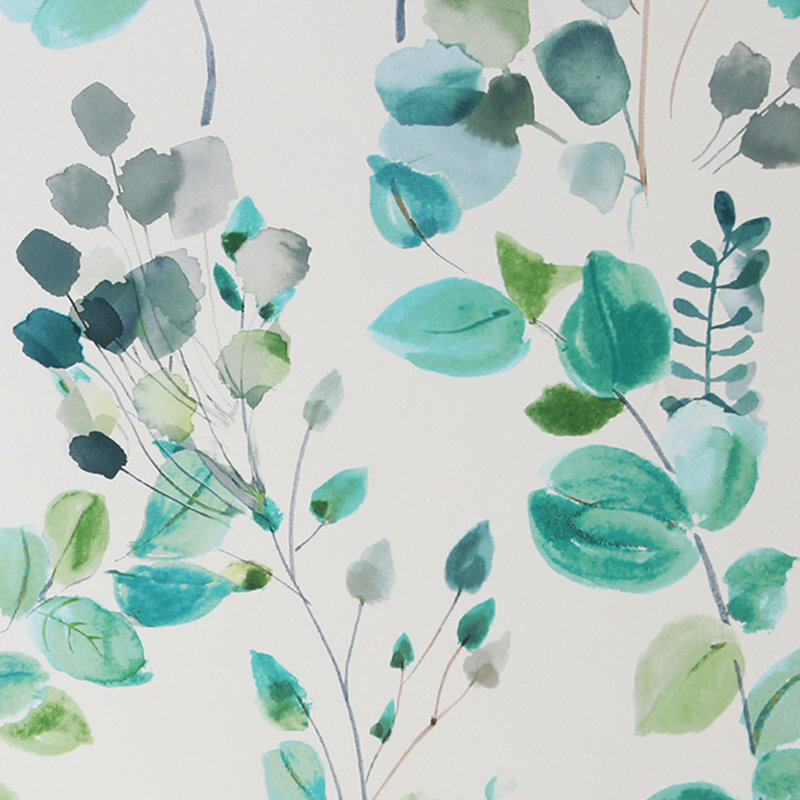 Watercolor Leaves White And Green Wallpaper