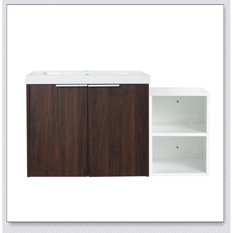 Meuble-lavabo à fermeture en douceur 36 po avec lavabo, petites tablettes de rangement, armoire combinée de 24 po et 12 po (emballage KD)