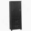Grande armoire de rangement pour salle de bain, armoire de rangement autoportante avec deux tiroirs et tablette réglable, panneau de fibres à densité moyenne avec finition peinte, noir