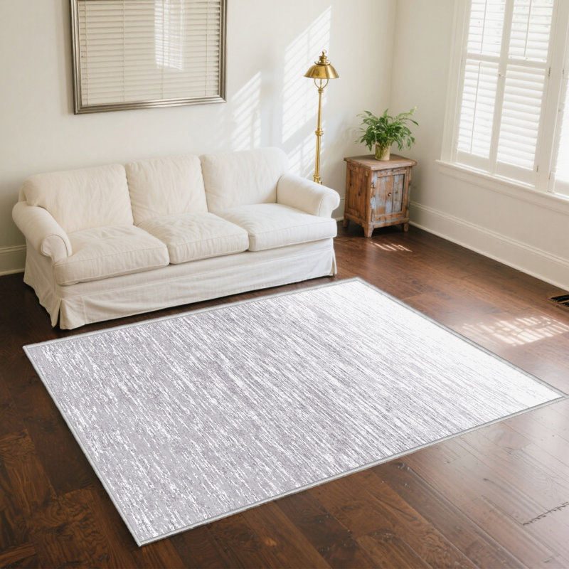 Chezare Modern Light Gray and White Gradient Indoor Area Rug for Living Room or Bedroom, Rectangle 5' x 8'