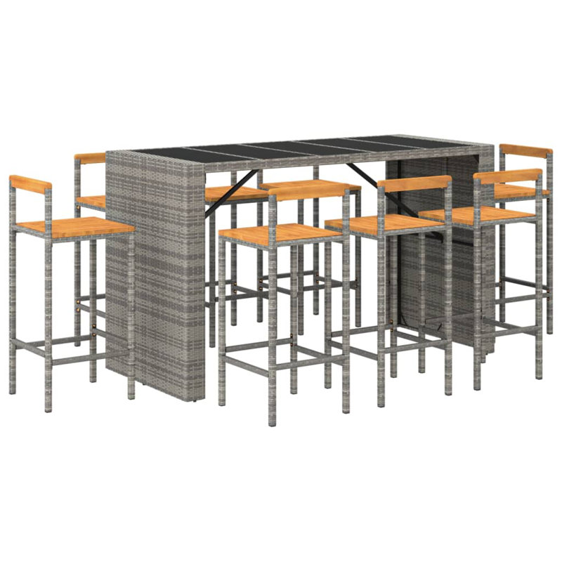 Lieu 40cm Solid Wood Bar Set, Grey