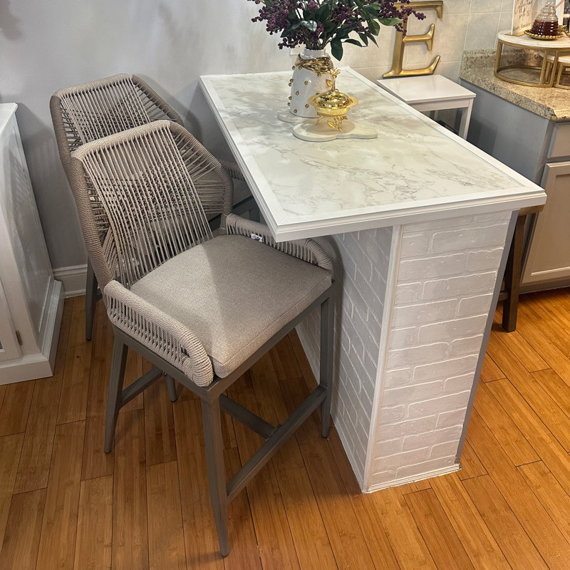 Tabouret de bar 24,8 po avec coussin de siège amovible, Gris clair