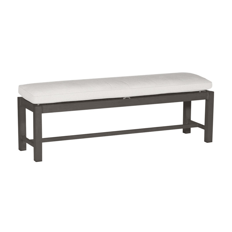 Banc d'extérieur sans dossier 60 po Club Wrought, Pas de soudure, Blanc naturel, Gris ardoise