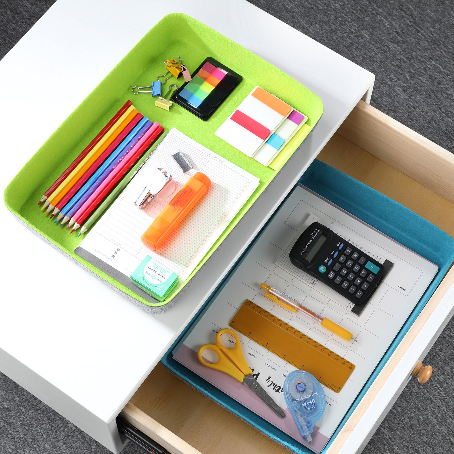 Desk Organizer Set, Green/Turquoise