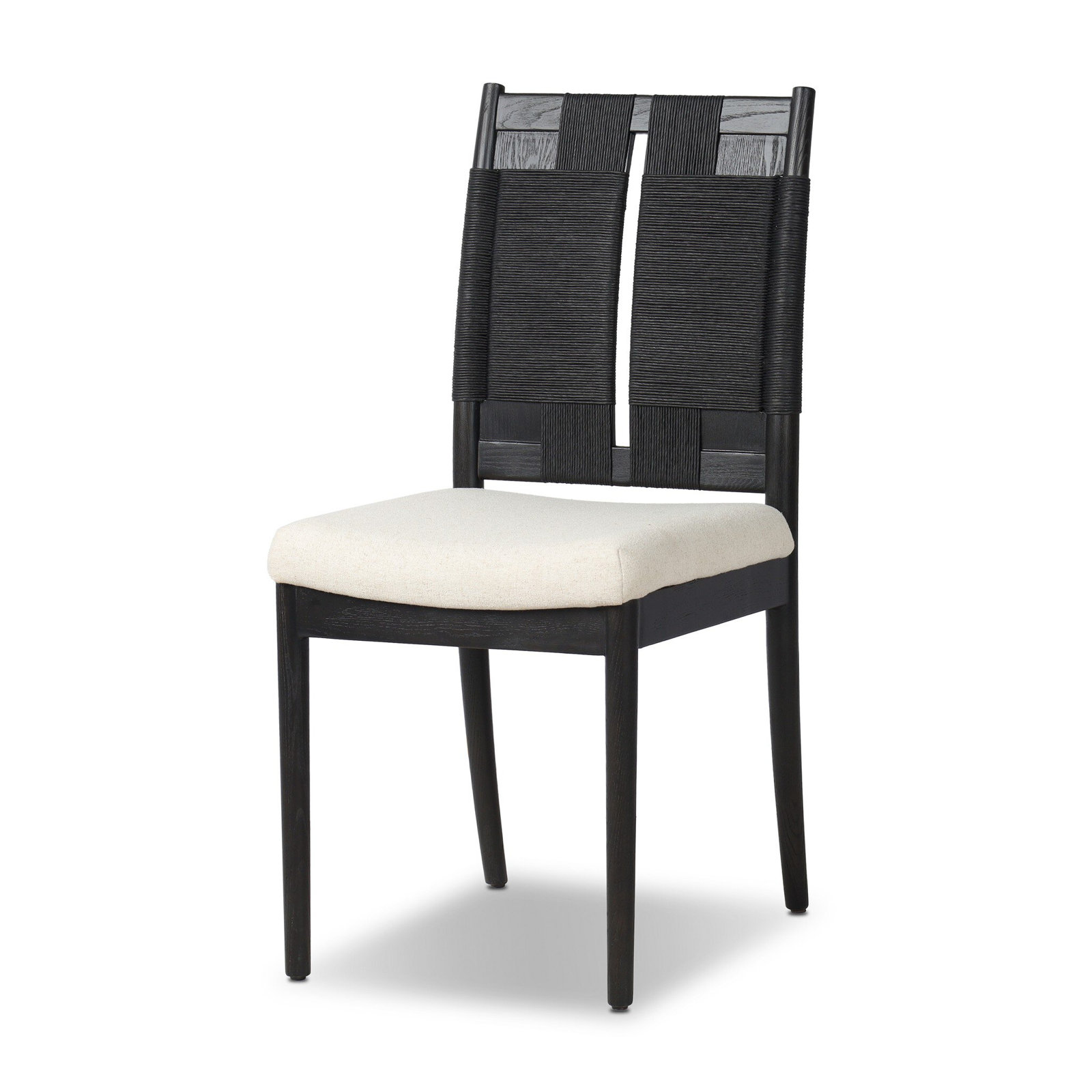 Linen Side Chair, Distressed Black Ash