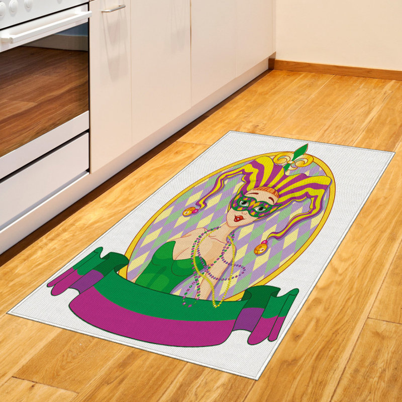 Tapis décoratif en fibres de polyester à haute densité Mardi Gras, Rectangle 2 pi 7 po x 5 pi