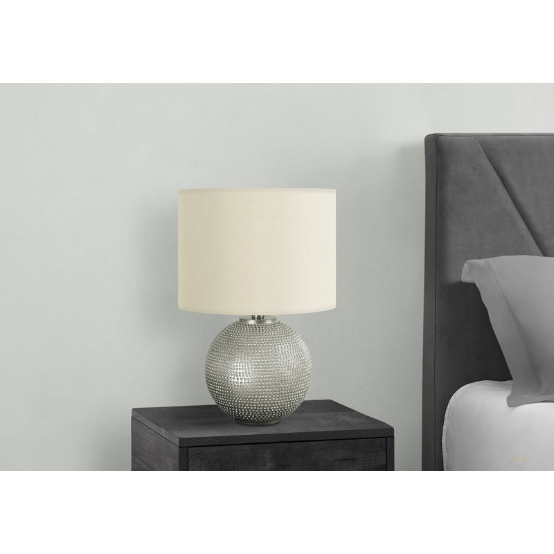 Lighting, H 19 po, lampe de table, résine grise, abat-jour, moderne