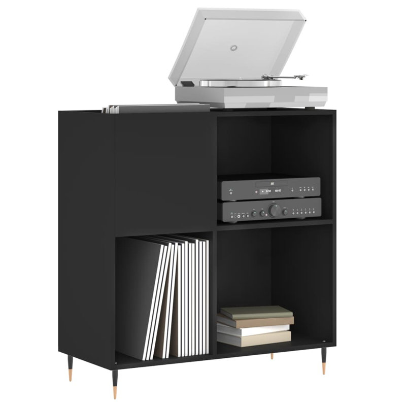Record Cabinet 84.5 x 38 x 89 cm Engineered Wood, Black