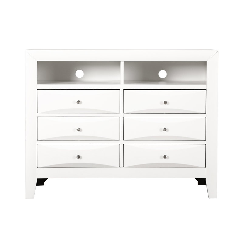 Commode média 6 tiroirs Marilla, blanc, Blanc
