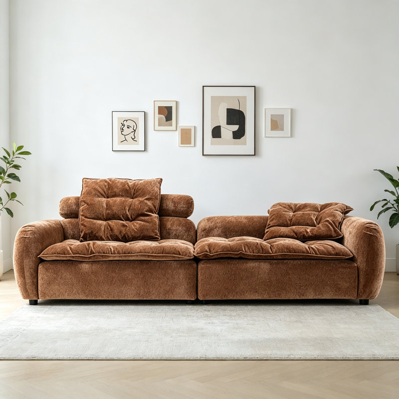 Canapé brun minimaliste de style français
