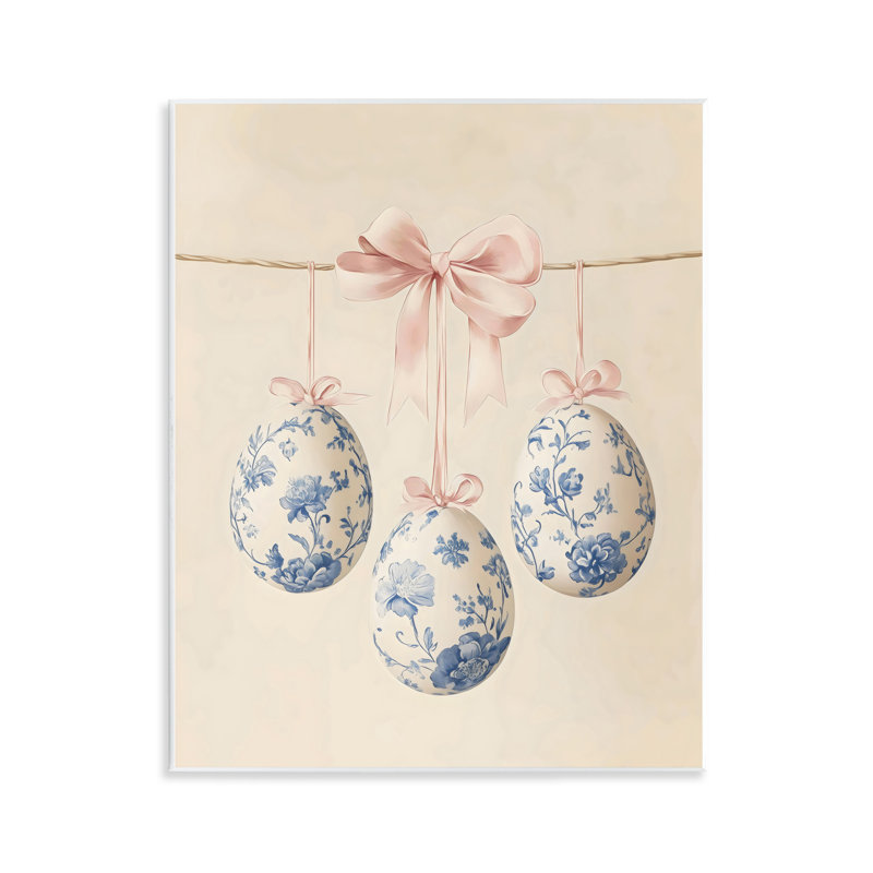 Plaque murale bleue avec œufs de Pâques Coquette, design par Arlington Prints