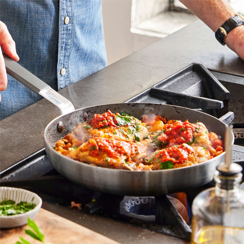 Bobby Flay by GreenPan PFAS-Free Nonstick Stainless Steel 12” Frypan with Lid