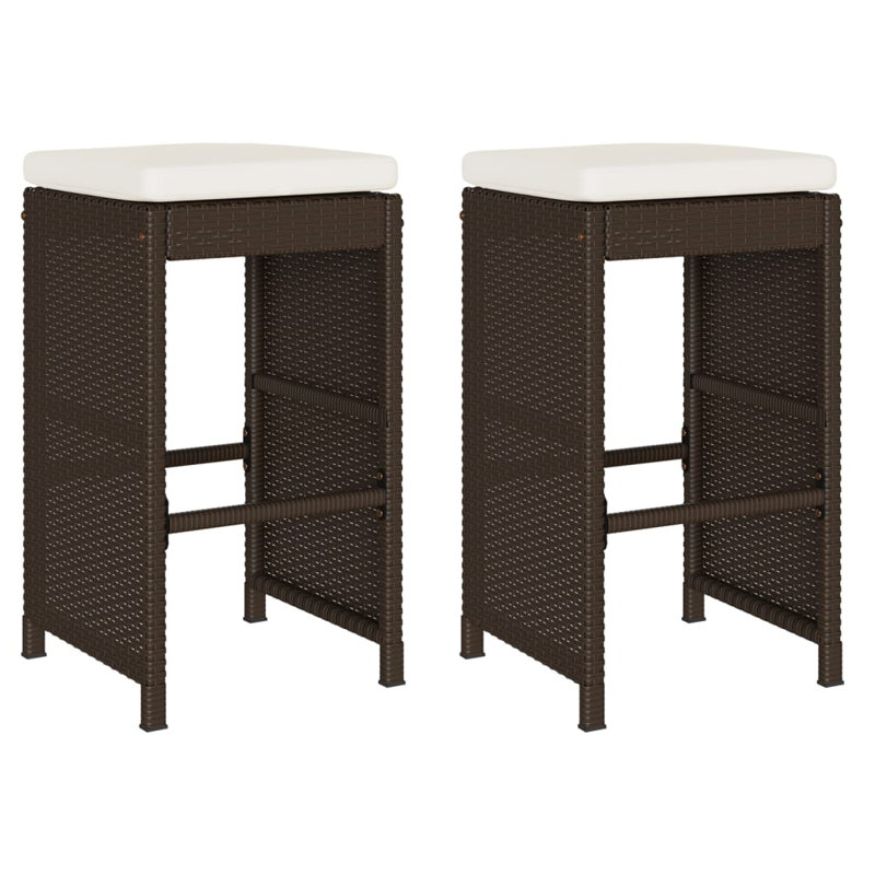2.1 Powder Coated Steel Outdoor 76cm Bar Stool with Cushion, Brown, white and pink, Cream coloured