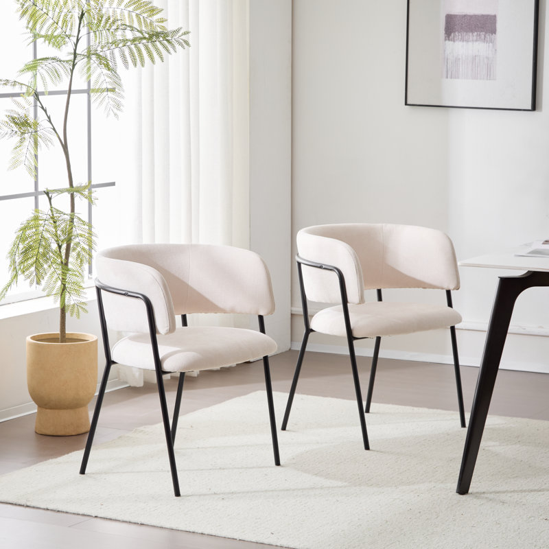 Cloutier Dones Fabric Upholstered Dining Chairs, Beige