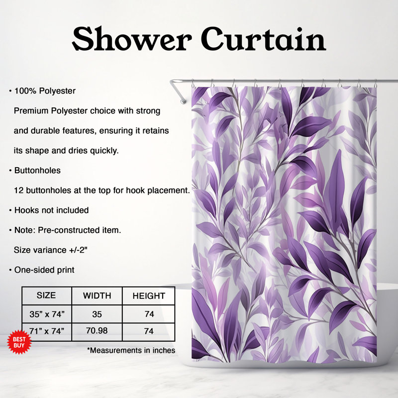Rideau de douche doux 1 pièce, H 74 po x l 71 po