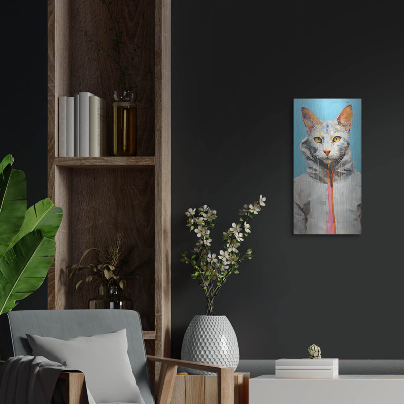 Art mural en métal Trinx «Cool Cat 1» par Sean Parnell, H 24 po x l 24 po
