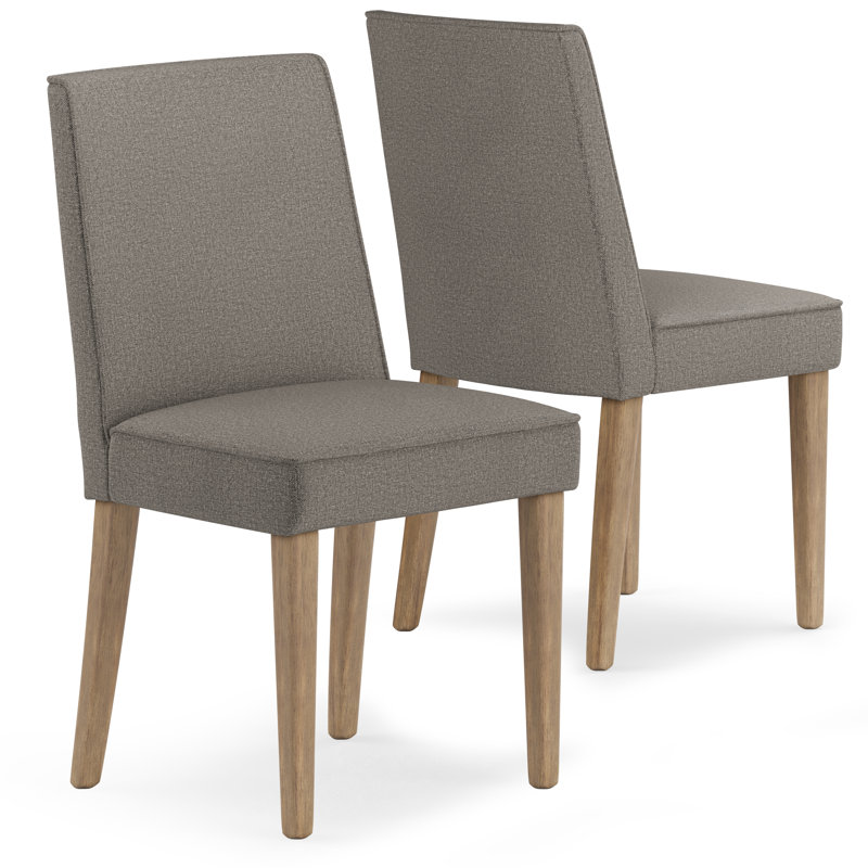 Elegant Taupe Rubberwood Upholstered High-Back Side Chair