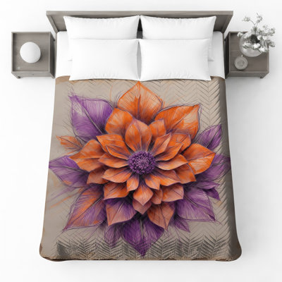 Couvre-lit floral orange Dahlia Bedding