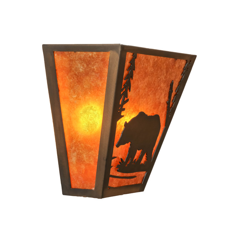 2 - Light Flush Mounted Sconce, Amber, Antique Copper