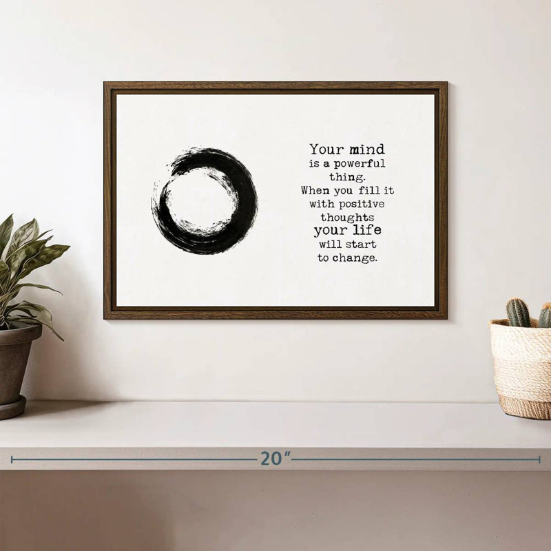 Zen Quotes II, 13 po x 9 po, Cadre flottant en noyer