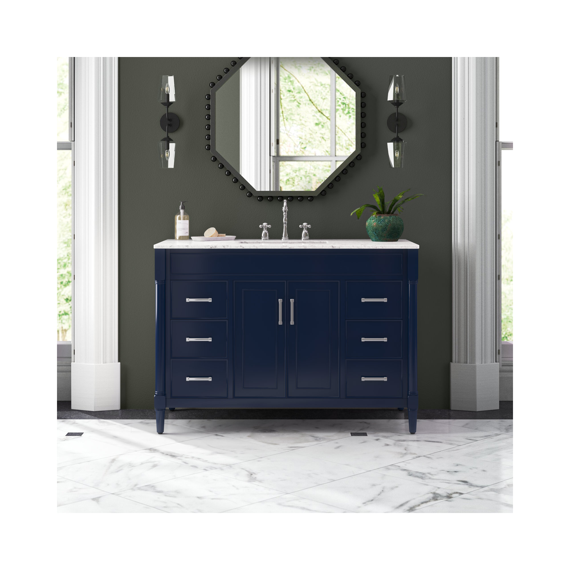Addison 48'' Single Bathroom Vanity Base, Navy Blue