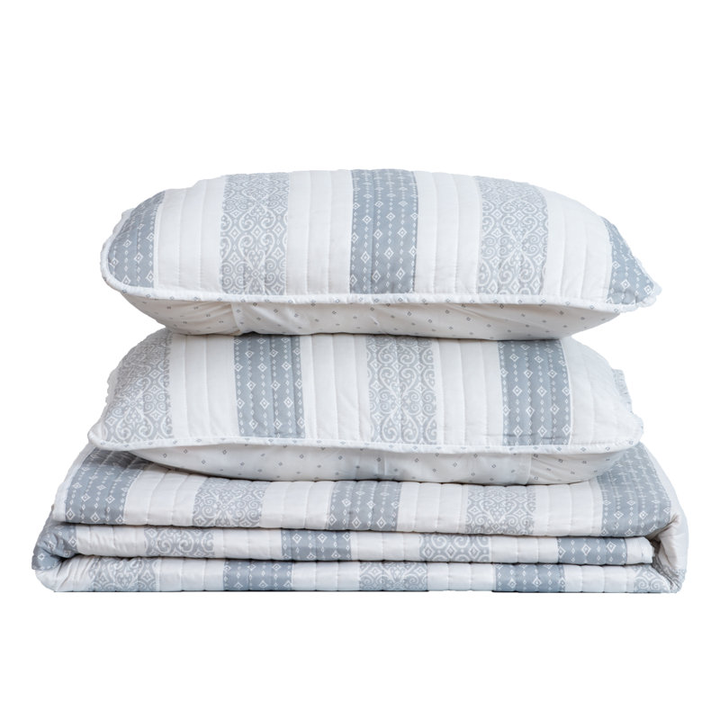 Adele Twin Reversible Striped Microfiber Quilt Set